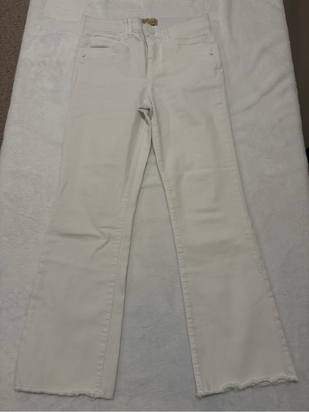Democracy "Ab"solution Optic White Raw Fray Hem Flare Jeans - Size 2
